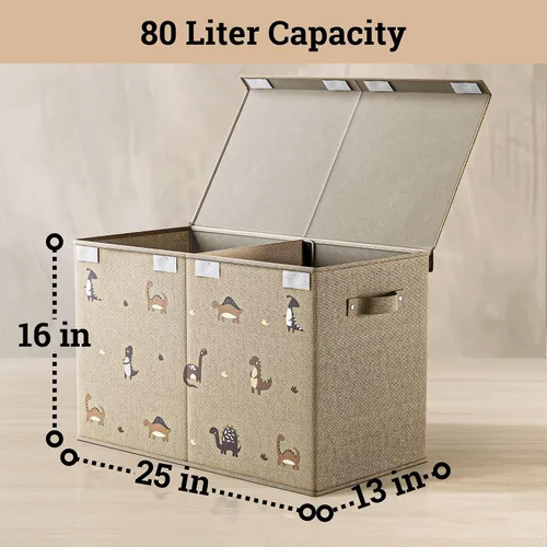 Miniatura 6 de Caja de almacenamiento de juguetes plegable con asas, divisor extraíble y tapa desmontable - Caja de juguetes para niños con estampado