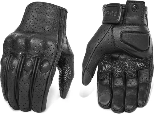 Miniatura 9 de Guantes de motocicleta de piel de cabra de dedo completo con pantalla táctil, para hombre y mujer, sin perforaciones, tallas S, M, L, XL y XXL