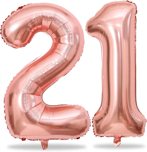 Miniatura 77 de Globos de oro rosa para cumpleaños número 16 para niñas, 40 pulgadas de gran tamaño, globos de lámina de mylar con el número 1 y 6, autoinflables