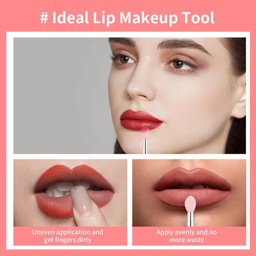 Miniatura 4 de Aplicadores de máscara de labios reutilizables, juego de 6 brochas de silicona para labios y lápiz labial