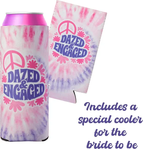 Miniatura 3 de Aturdido & Comprometido despedida de soltera Coozies Skinny Can Incluye Bride Coozie y Slim Bachelorette Coozies para fiesta de los 70