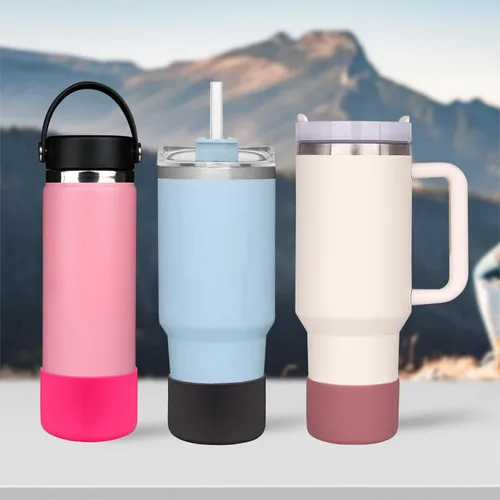 Miniatura 6 de HEYSKAY Bota protectora de silicona para botella de agua Hydro Flask, botella de agua de boca ancha, protector inferior de silicona antideslizante