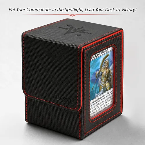 Miniatura 2 de Venssu MTG Caja de Mazos para Exhibición Commander, Caja de Mazos de Cartas que Cabe 100 Cartas con Doble Funda, Caja de Almacenamiento de Cartas
