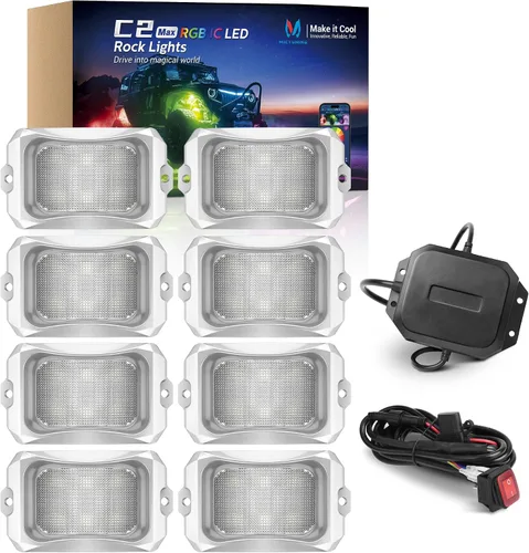 Miniatura 9 de MICTUNING C2 Max RGB+IC Chasing Color Rock Lights - 2 piezas (no incluye controlador)