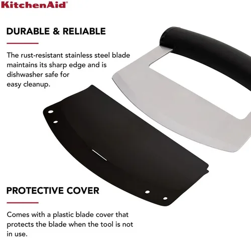 Miniatura 5 de KitchenAid Cuchillo Mezzaluna con hoja curvada de acero inoxidable con mango ergonómico, 6 pulgadas, color negro