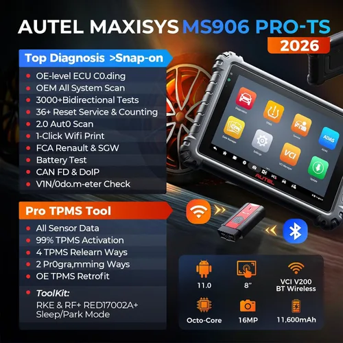 Miniatura 2 de Escáner Autel MaxiSYS MS906 PRO-TS: 2026 MS906Pro TS Up de MP900TS MK900TS MP900BT Kit MS906 MAX, TPMS completo y codificación OE, herramienta