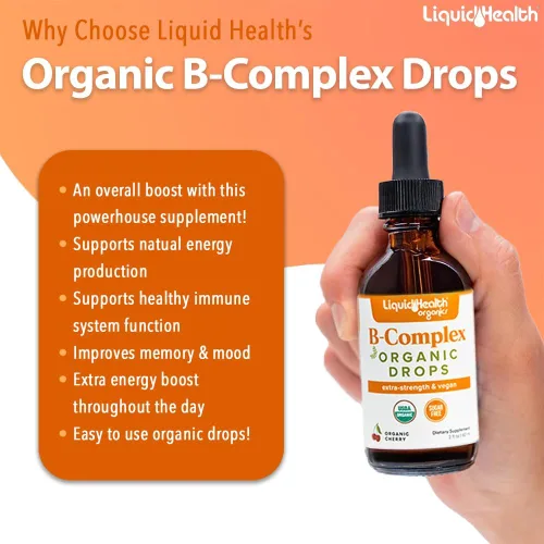 Miniatura 3 de LIQUIDHEALTH USDA - Gotas de complejo orgánico de vitamina B para hombres y mujeres, energía natural, enfoque mejorado, memoria y estado de ánimo