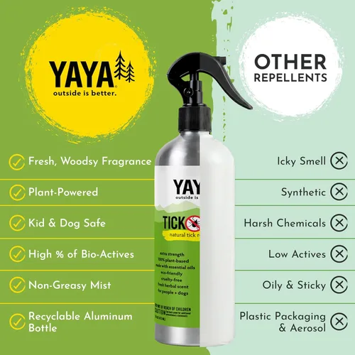 Miniatura 5 de Repelente de insectos YAYA Organics de TICK BAN. Repelente de insectos y garrapatas, sin DEET, 100% natural, ingredientes orgánicos., 16 onza