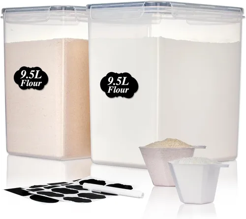 Miniatura 12 de Vtopmart Contenedores de almacenamiento de alimentos de 2.5 litros/84.5 onzas, 4 recipientes herméticos de plástico sin BPA para harina, azúcar