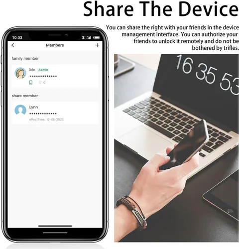 Miniatura 4 de AICase - Candado de huellas dactilares, Bluetooth con huella digital, soporta carga USB, IP67, impermeable, antirrobo, cerradura sin llave, adecuada