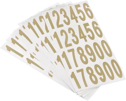 MECCANIXITY Etiquetas adhesivas de números de buzón autoadhesivas, de vinilo de PVC, tono dorado, 2.94 x 0.98 pulgadas para buzones, paquete de 10