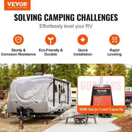 Miniatura 2 de VEVOR Bloque de Gato para Remolque, Capacidad de 2721 kg por Bloque de Nivelación de RV, Bloques Estabilizadores de RV de Polipropileno, Accesorios