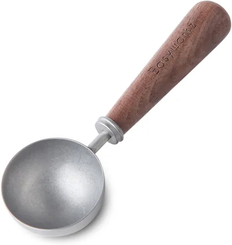 Easyworkz Cuchara de café retro de acero inoxidable con mango de nogal negro, 10 g - Cuchara medidora (Vintage)