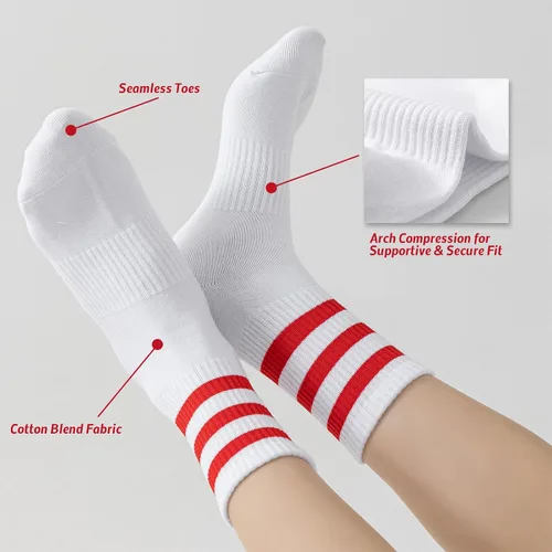 Miniatura 4 de 4 pares de calcetines a rayas para mujer, calcetines deportivos retro de algodón, elásticos, calcetines novedosos, unisex, multicolor