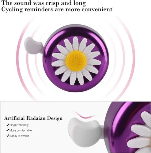 Miniatura 2 de U-LIAN Serpentinas y campanas de bicicleta para niñas, 1 paquete de campanas de bicicleta de flores con 2 paquetes de serpentinas para manillar