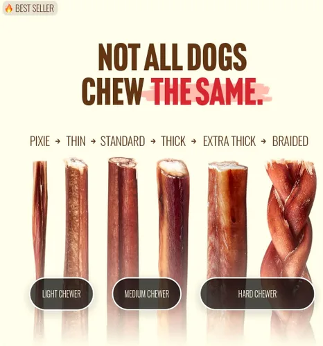 Miniatura 9 de Natural Farm Bully Sticks, sin olor, (6 pulgadas, 12 onzas), empaquetados por peso, masticables 100% de pene de toro, alimentados con pasto