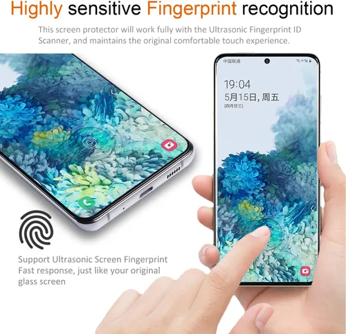 Miniatura 3 de Samsung Galaxy S20 Protector de pantalla de vidrio templado con protector de lente de cámara [cubierta curva 3D] [compatible con huellas dactilares]