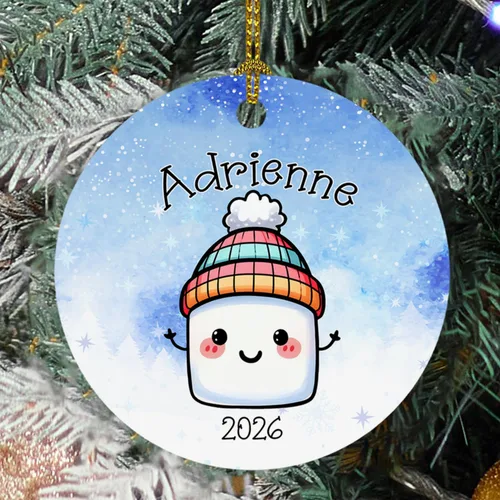Miniatura 23 de Adorno de cristal de Navidad personalizado con nombre, muñeco de nieve personalizado para árbol de Navidad 2025, nuevo adorno de Navidad para bebé