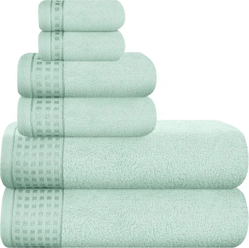 Miniatura 39 de GLAMBURG Juego de 2 toallas de baño de gran tamaño 100% algodón, 28 x 55 pulgadas, ultra suaves, altamente absorbentes, compactas, de secado rápido