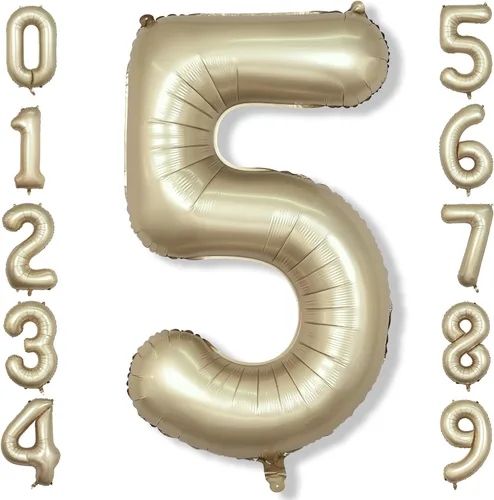 Miniatura 19 de Globos de número azul pastel de 40 pulgadas, globo gigante autoinflable de aluminio número 5 de cumpleaños para niños, globos azul bebé para hombres