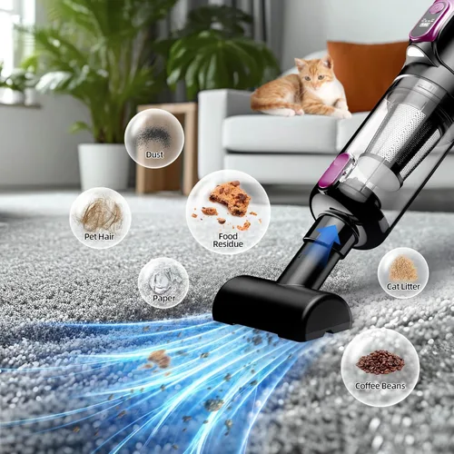 Miniatura 3 de MONOZEL Aspiradora de mano inalámbrica, 18000Pa 2 en 1 aspiradora de coche y plumero de aire, motor sin escobillas de 130 W con batería de 7800 mAh
