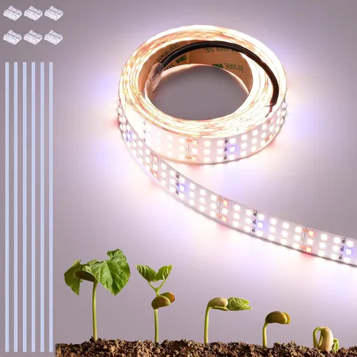 Luz LED de crecimiento para plantas de 16.4 pies, lámpara de crecimiento de espectro completo de 2100 LEDs con alto PPFD, tira de luz de crecimiento