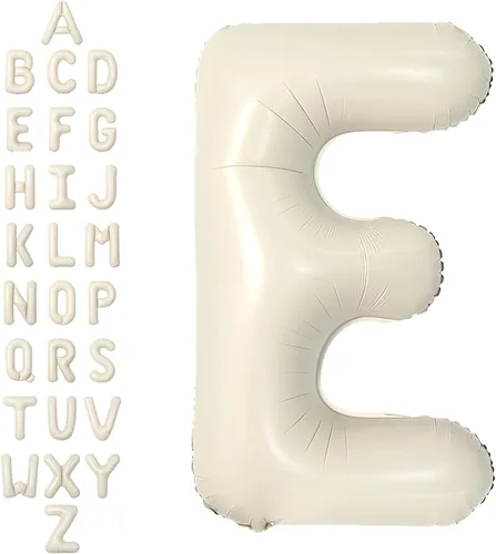 Miniatura 44 de SUWEN Globos de helio grandes de 102 cm (40 pulgadas) con letra S en color crema. Globos grandes de papel de aluminio con letra en helio, de A a Z.