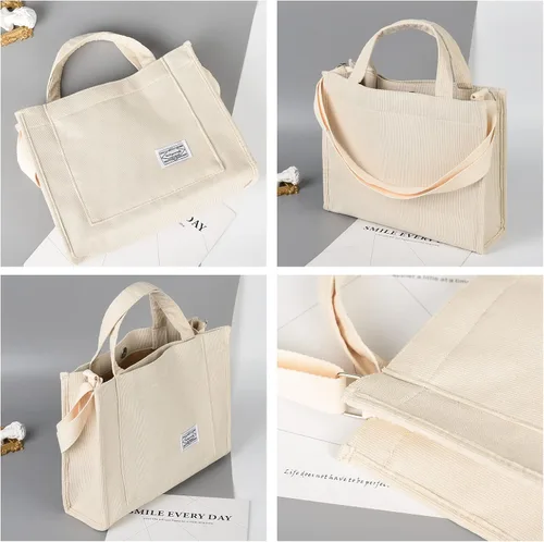 Miniatura 4 de Bolso de mano vintage de pana casual para mujer, bolso cruzado estilo hobo para mujer, bolso de hombro de viaje, bolso ecológico
