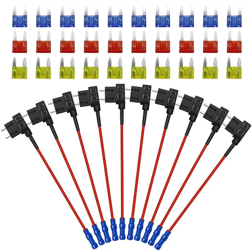 Miniatura 9 de Paquete de 10 adaptadores de fusible de 12 V para automóvil Add-A-Circuit, Micro II Micro II Micro 2 APT ATR Blade Fuse Holder con hoja 10A 15A 20A