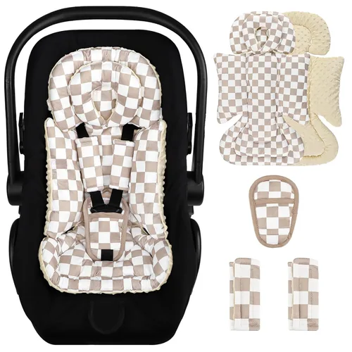Miniatura 10 de DILIMI Inserto para asiento de automóvil infantil, soporte de cabeza de asiento de automóvil para bebé con reposacabezas extraíble, cojín ajustable