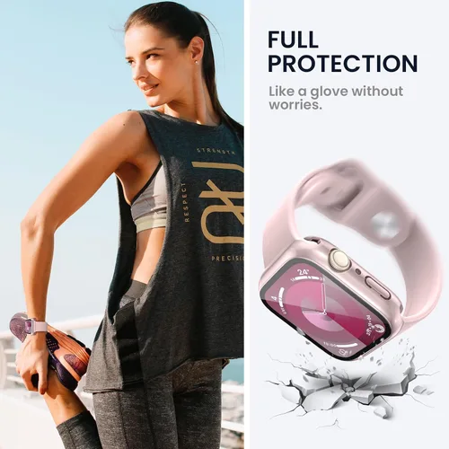 Miniatura 5 de Tensea (2 en 1) para Protector de Pantalla Impermeable para Apple Watch 41mm Serie 9/8/7 Accesorios, 360 Frente y Espalda, Funda Protectora de Cara