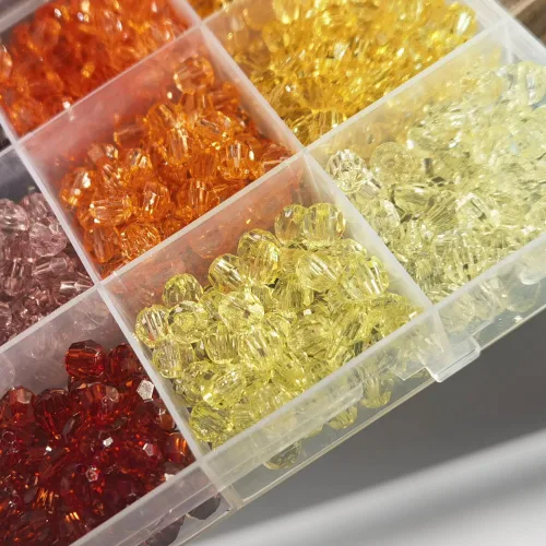 Miniatura 6 de INSPIRELLE 1800 Piezas Cuentas de Acrílico Redondas Facetadas de 6mm - 30 Colores Espaciadores de Plástico para Hacer Joyas y Manualidades