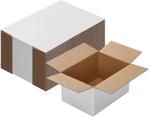 Miniatura 28 de Calenzana Juego de 40 Cajas de Envío 8x6x6, Caja de Cartón Corrugado Blanco para Envío, Embalaje de Regalos, Pequeña Empresa