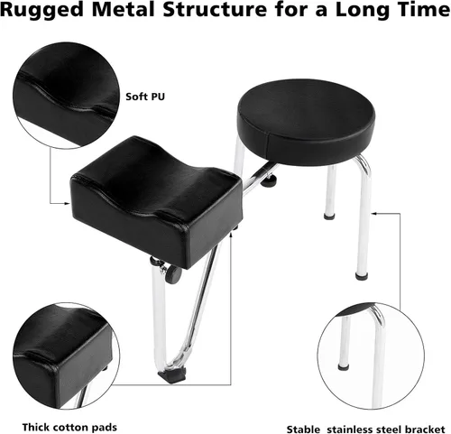 Miniatura 6 de Taburete portátil para pedicura, altura ajustable, negro, para spa, salón de belleza, estudio