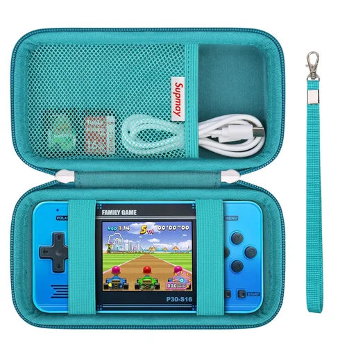 Miniatura 16 de Supmay Funda de transporte compatible con WELLST·G Consola de juegos portátil para niños - 220 videojuegos retro precargados, funda de Cubo azul