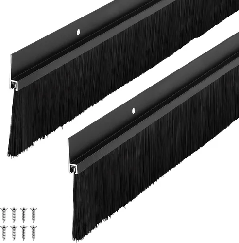 Miniatura 19 de Frienda Juego de 4 cepillos para puerta, cepillo de barrido inferior, burlete de aluminio para puerta con tornillos para huecos de hasta 1 pulgada