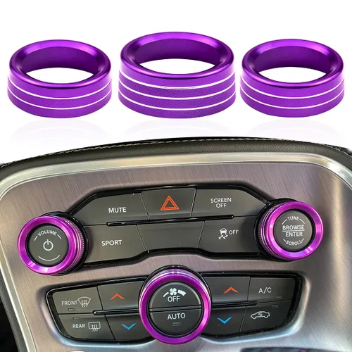 Miniatura 8 de Para Dodge Challenger Charger (2015-2021), cubierta de perilla de control de clima de CA, interruptor de sintonización de volumen automático, ajuste