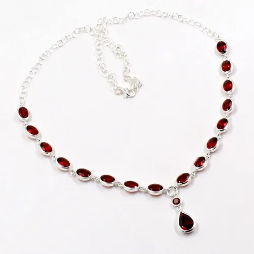 Miniatura 5 de Collar de granate de diseñador, conjunto de joyas de granate, collar de granate facetado, joyería de granate, pendiente de regalo para mujer