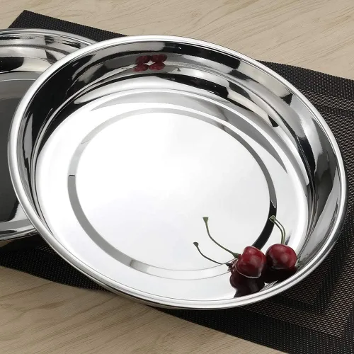 Miniatura 5 de Kekow Plato llano de acero inoxidable, platos redondos grandes, 10 pulgadas, paquete de 4