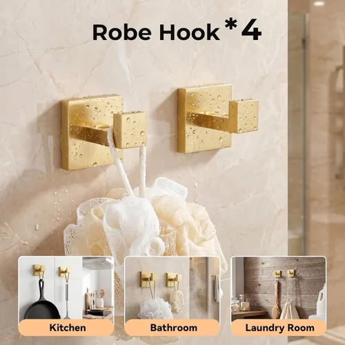 Miniatura 5 de Kit de 10 piezas de accesorios de baño - Juego de acero inoxidable SUS304 con acabado cepillado, que incluye 2 barras de toalla de 23.6 pulgadas, 2