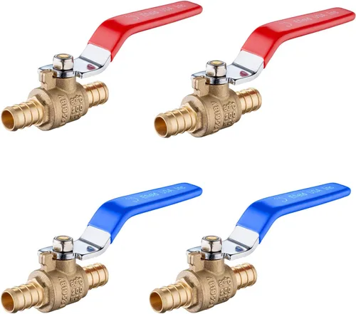 Miniatura 10 de Paquete de 2 válvulas de bola EFIELD Pex Brass de 1/2 pulgada con cierre de puerto completo, caliente y frío, (VALVE001)