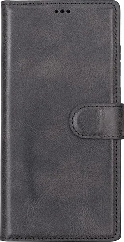 Miniatura 4 de HARDISTON Funda de piel compatible con Samsung Galaxy S22 Ultra – Funda magnética fuerte desmontable hecha a mano con tarjeteros y soporte, Negro
