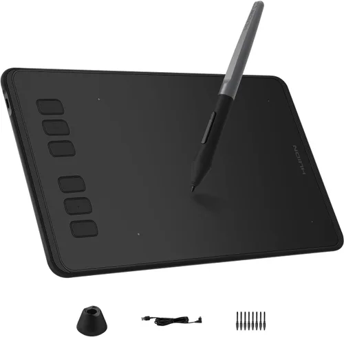 HUION Inspiroy H640P - Tableta de dibujo, arte digital de 6 x 4 pulgadas con lápiz capacitivo sin batería, presión de bolígrafo 8192, 6 teclas de