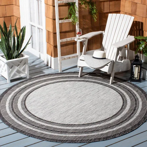 Miniatura 36 de SAFAVIEH Alfombra lavable al aire libre Courtyard Collection – 4' x 5'7", beige oscuro y beige, no desprende pelusa y fácil de limpiar, ideal
