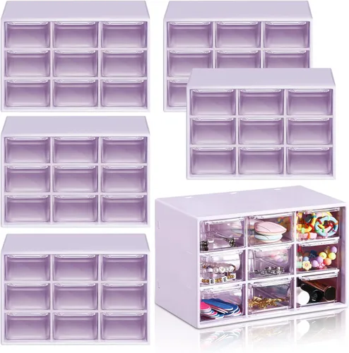 Miniatura 8 de Amyhill 6 Piezas Organizador Mini de Cajones Organizador Pequeño con 9 Cajones Caja de Almacenamiento de Manualidades de Plástico de Escritorio