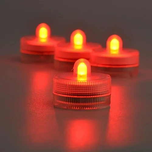 Miniatura 2 de KITOSUN Luces LED sumergibles cr2032 alimentadas por pilas bajo el agua, impermeables, velas LED para eventos, centros de mesa, jarrón, floral, Rojo