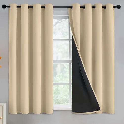 Miniatura 189 de Yakamok Cortinas negras, cortinas de ventana con aislamiento térmico y eficiencia energética para dormitorio, cortinas opacas completas y cortinas