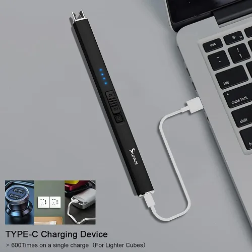 Miniatura 6 de SUPRUS Encendedor eléctrico de arco resistente al viento, sin llama, recargable por USB, con bloqueo de seguridad para velas, barbacoa, camping