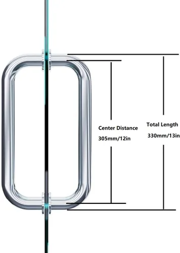 Miniatura 3 de Manija de puerta de cristal de 12" para puerta de ducha hecha de acero inoxidable de espalda con espalda