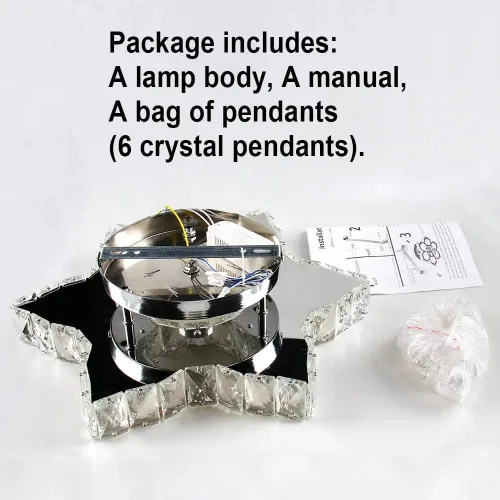 Miniatura 8 de CLAIRDAI Lámpara de Techo de Cristal de 16.1", Lámpara de Araña de Cristal Moderna con Flores, Lámparas de Araña LED Empotradas en el Techo